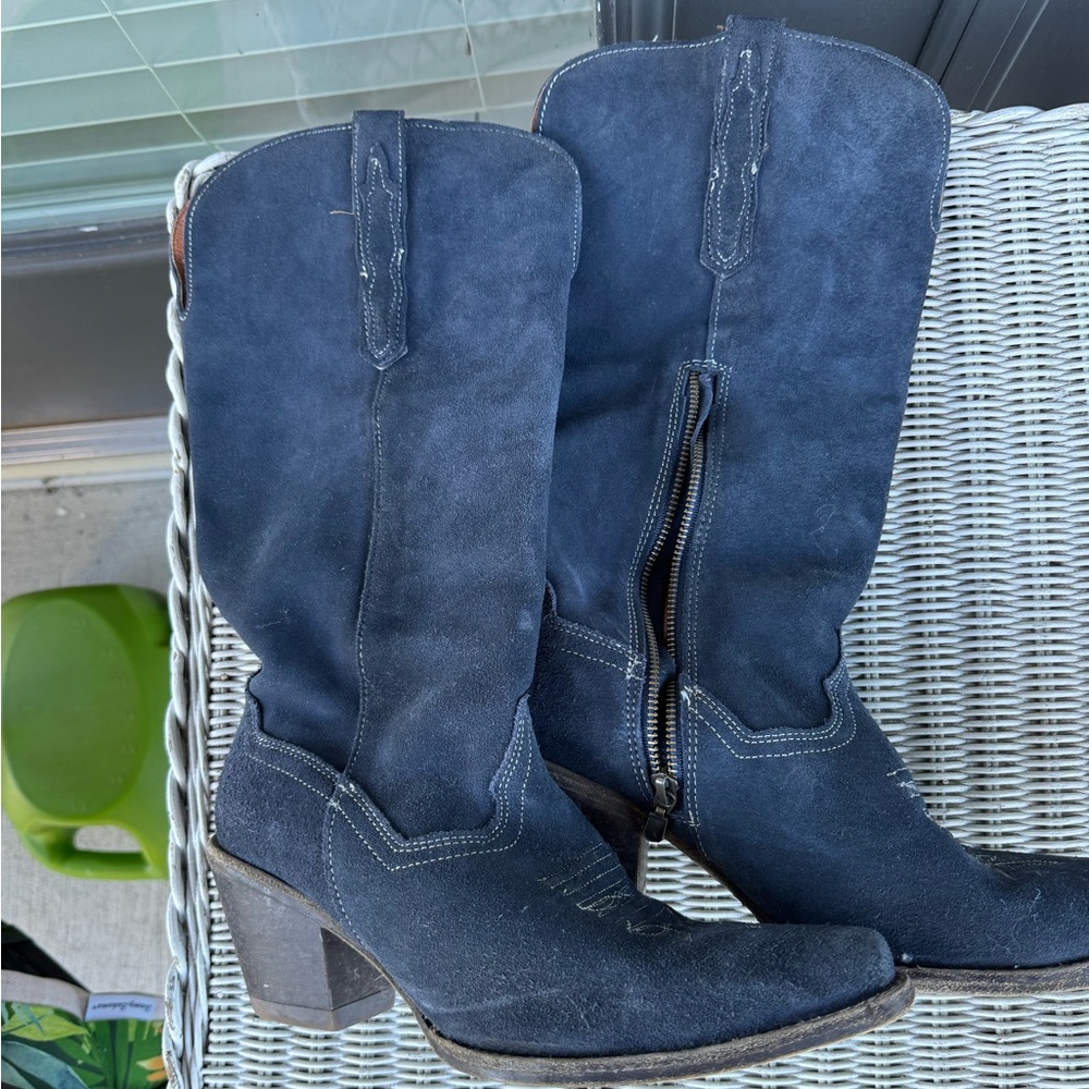 Dan Post Navy Suede Leather Boots, size 9, EUC